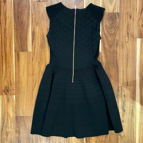 Ted Baker London Frinca Dress Black Fit & Flare Skater Knit Mini Size 4 US 10 - Picture 8 of 16